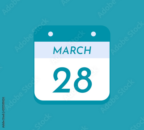 March 28 Single Day Calendar, 28 March