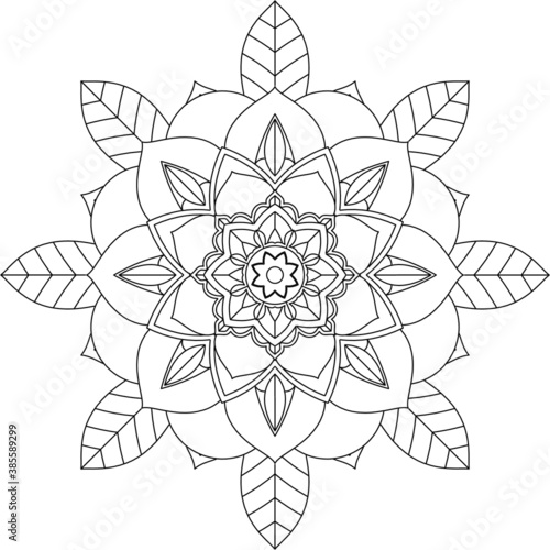 Easy Mandala coloring book simple and basic for beginners, seniors and children. Set of Mehndi flower pattern for Henna drawing and tattoo. Decoration in ethnic oriental, Indian style.