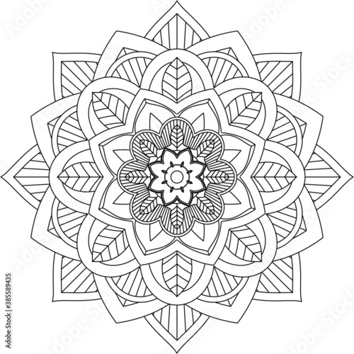 Easy Mandala coloring book simple and basic for beginners, seniors and children. Set of Mehndi flower pattern for Henna drawing and tattoo. Decoration in ethnic oriental, Indian style.