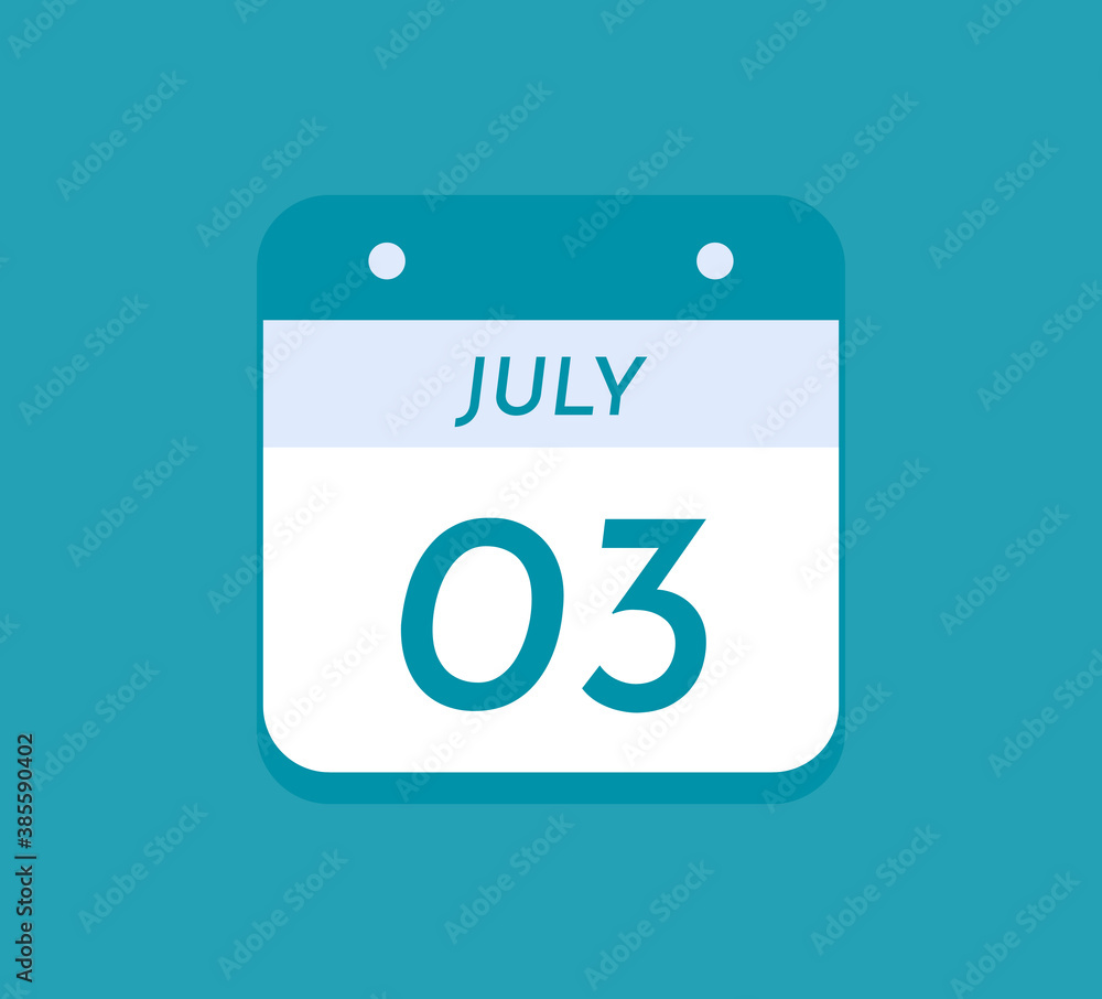 July 3 Single Day Calendar, 3 July July 3 Single Day Calendar, 3 July