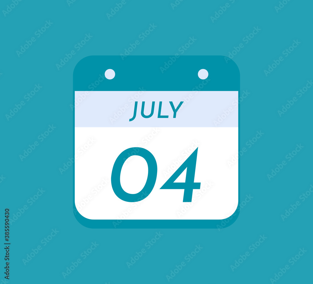July 4 Single Day Calendar, 4 July July 4 Single Day Calendar, 4 July