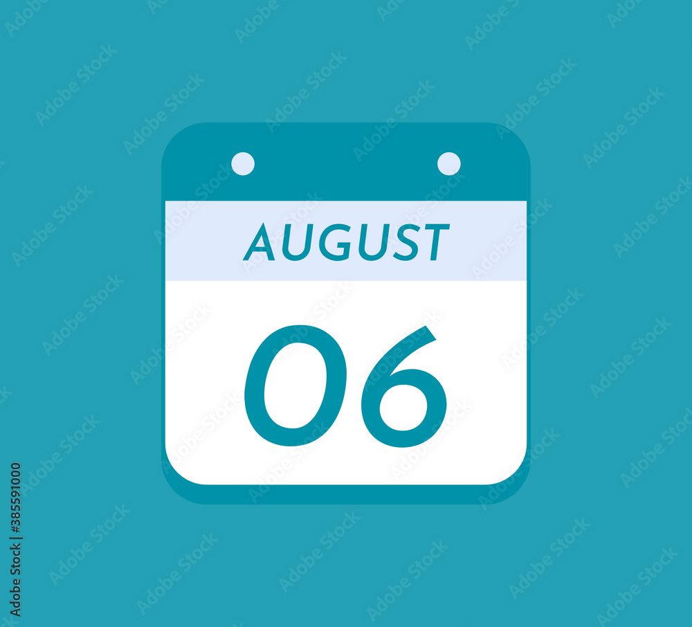 August 6 Single Day Calendar, 6 August August 6 Single Day Calendar, 6 August