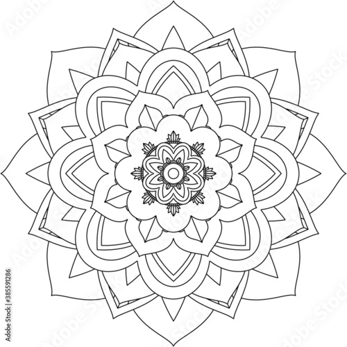 Easy Mandala coloring book simple and basic for beginners, seniors and children. Set of Mehndi flower pattern for Henna drawing and tattoo. Decoration in ethnic oriental, Indian style.