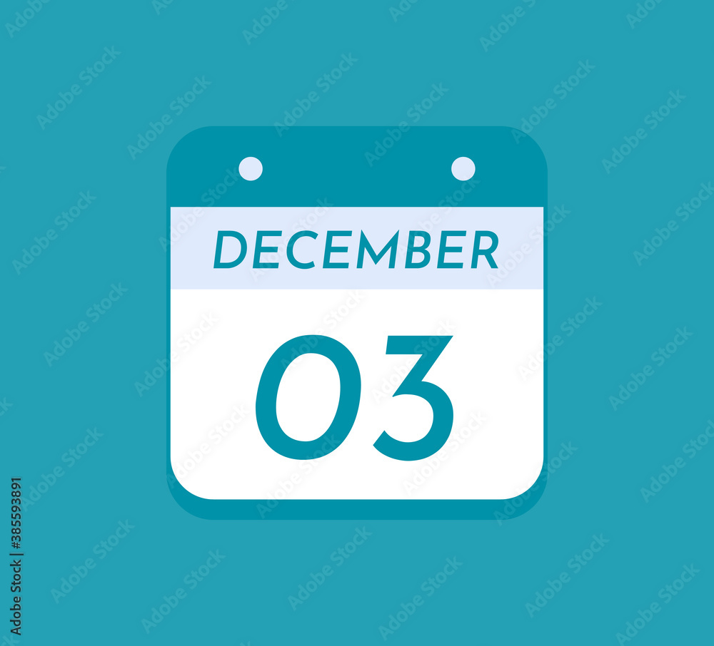 December 3 Single Day Calendar, 3 December December 3 Single Day Calendar, 3 December