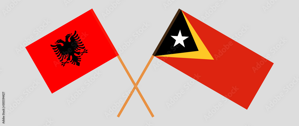 Fototapeta premium Crossed flags of East Timor and Albania