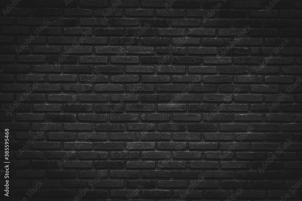 Black brick walls that are not plastered background and texture. The texture of the brick is black. Background of empty brick basement wall.