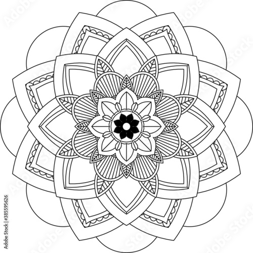 Easy Mandala coloring book simple and basic for beginners, seniors and children. Set of Mehndi flower pattern for Henna drawing and tattoo. Decoration in ethnic oriental, Indian style.