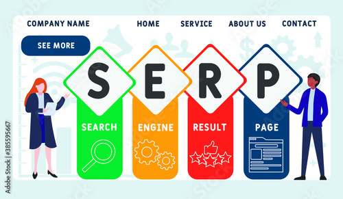 SERP - Search Engine Result Page acronym  business concept background. vector illustration concept with keywords and icons. lettering illustration with icons for web banner, flyer, landing page