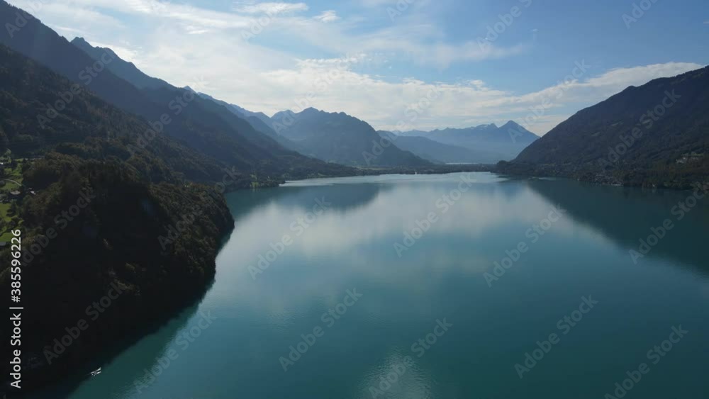 Amazing Lake Brienz in Switzerland with its blue water - aerial view Amazing Lake Brienz in Switzerland with its blue water - aerial view