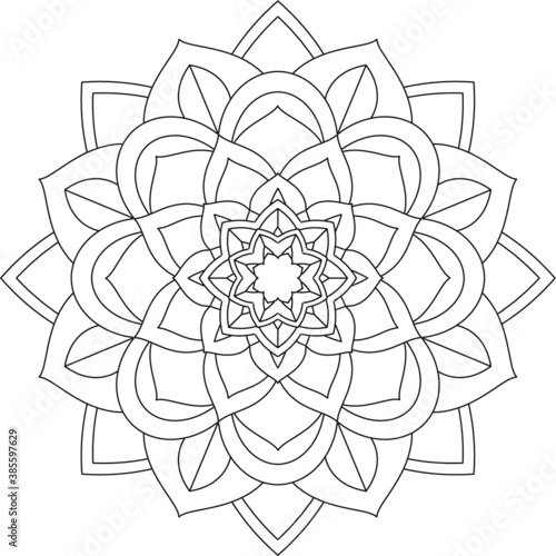 Easy Mandala coloring book simple and basic for beginners, seniors and children. Set of Mehndi flower pattern for Henna drawing and tattoo. Decoration in ethnic oriental, Indian style.