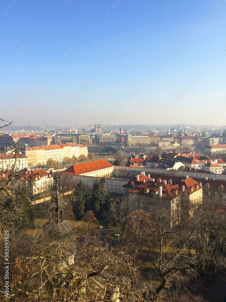 Fototapeta premium Aerial city view of Prague, Czech Republic