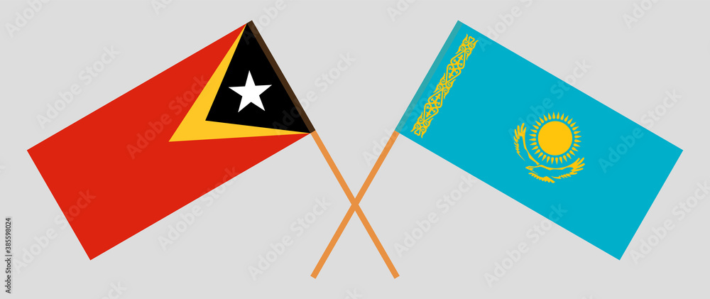 Crossed flags of East Timor and Kazakhstan Crossed flags of East Timor and Kazakhstan