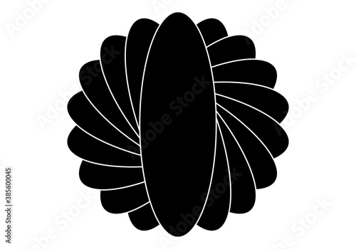 Silueta de elipse girando sobre fondo blanco