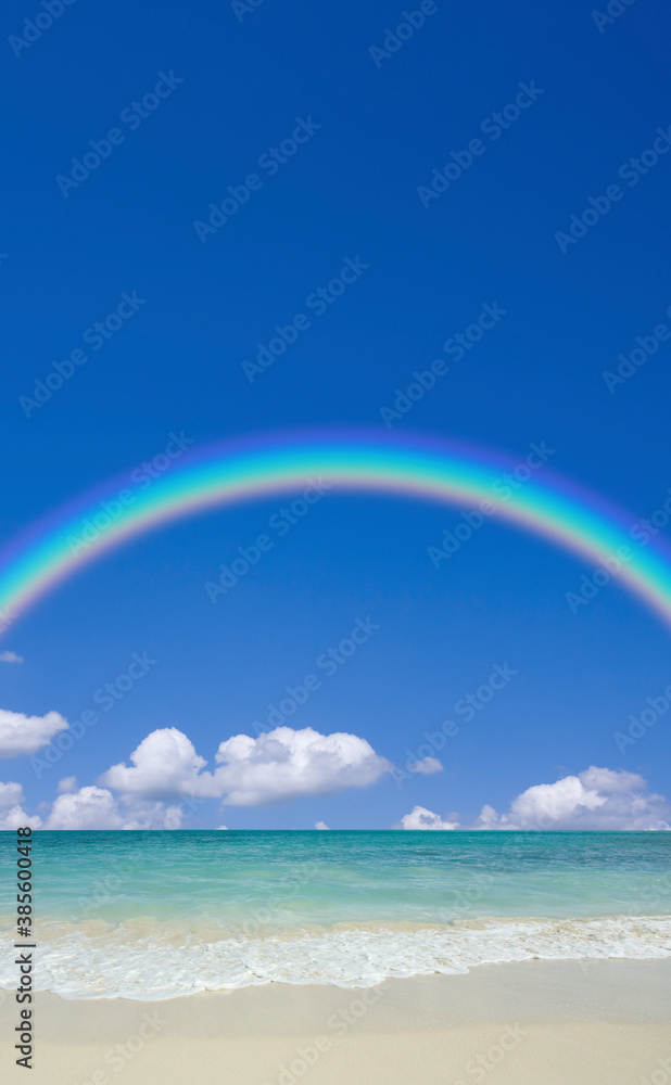 砂浜と虹