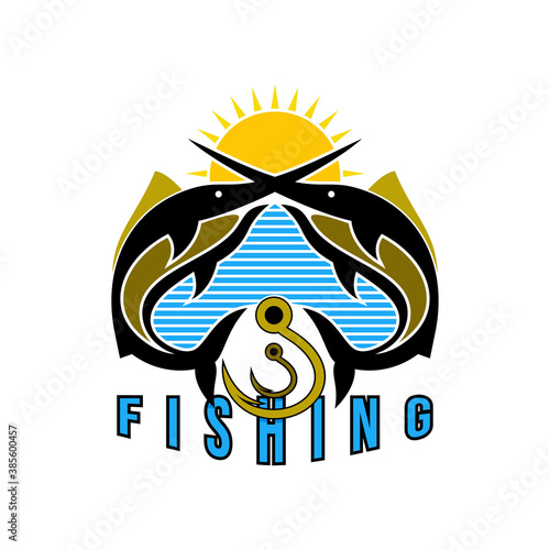 This is a fishing logo template with marlin fish