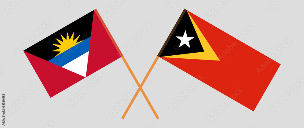Crossed flags of East Timor and Antigua and Barbuda Crossed flags of East Timor and Antigua and Barbuda