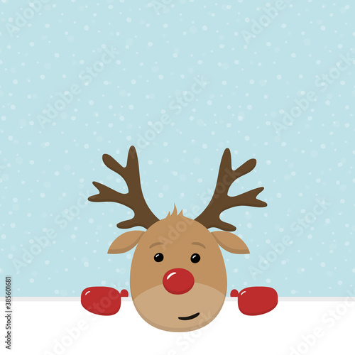 Funny reindeer. Christmas background. Vector