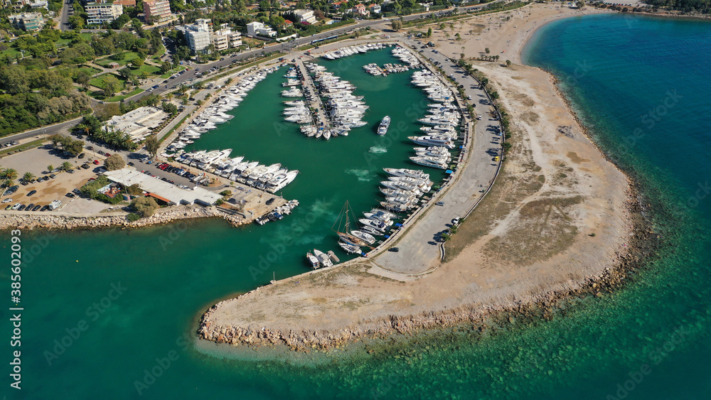 Aerial drone photo of famous 4th marina of Glyfada, Athens riviera, Attica, Greece