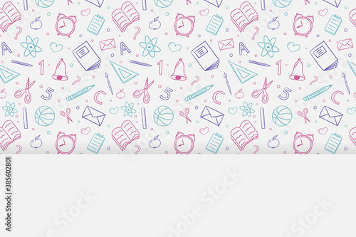 School background design. Hand drawn elements with copyspace. Vector