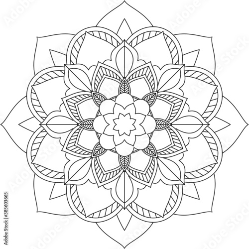 Easy Mandala coloring book simple and basic for beginners, seniors and children. Set of Mehndi flower pattern for Henna drawing and tattoo. Decoration in ethnic oriental, Indian style.