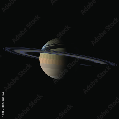 The planet Saturn with rings, against the background of black space. Vector illustration.