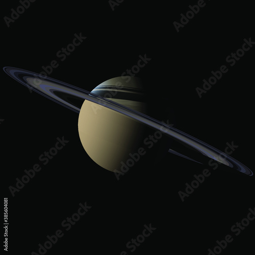 The planet Saturn with rings, against the background of black space. Vector illustration.