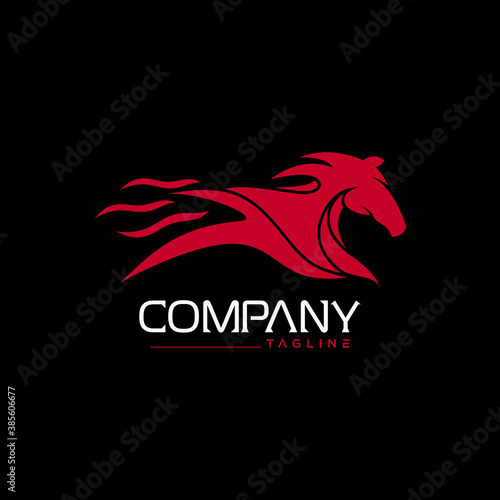 Creative horse logo with fire concept. design vector template
