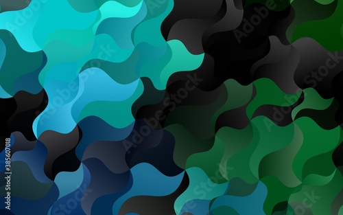 Dark Blue, Green vector pattern with bent ribbons.