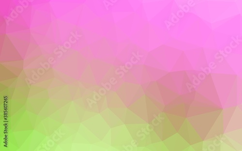 Light Pink, Green vector shining triangular background.
