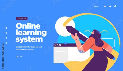 Online education modern flat design isometric concept. Landing page template. Vector illustration for web and graphic design.