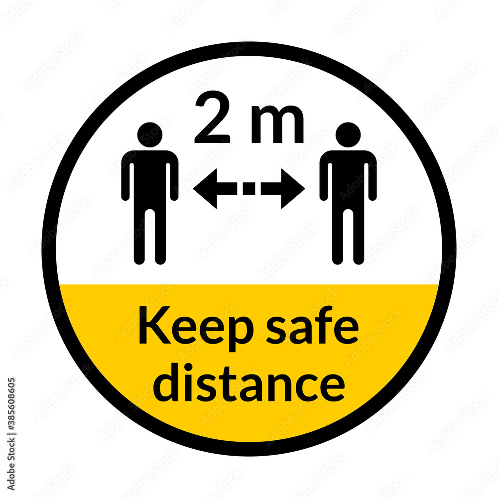 Keep Safe Distance 2 m or 2 Metres Round Social Distancing Floor Marking Adhesive Badge Icons. Vector Image. Keep Safe Distance 2 m or 2 Metres Round Social Distancing Floor Marking Adhesive Badge Icons. Vector Image.
