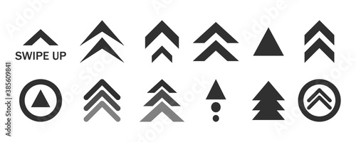 Swipe up sign. Arrows up vector icon set.