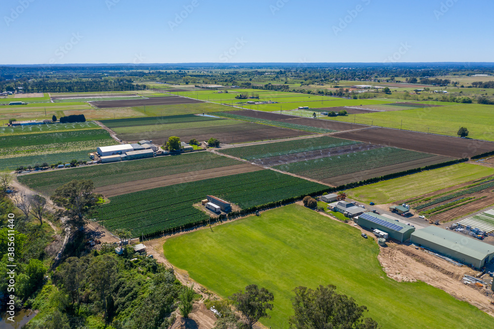 Aerial view of farmland in regional New South Wales in Australia