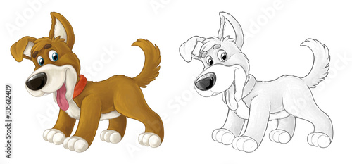 Cartoon sketch scene dog is jumping and looking - artistic style - illustration © honeyflavour