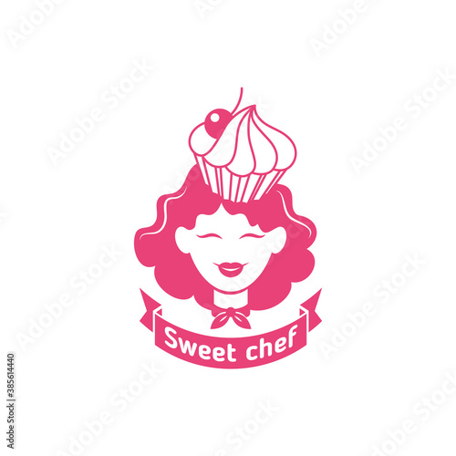 Sweet chef logo for pastry shop, bakery, cafe