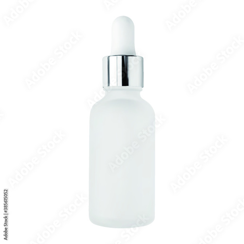 Serum glass bottle with pipette isolated on white background realistic vector illustration