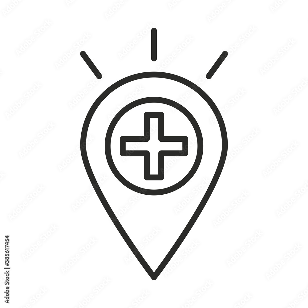 Obraz premium pointer location medical service line icon