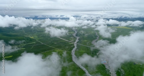 Mountains, rivers and clouds photo