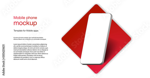 3d isometric illustration cell phone  Smartphone frame less blank screen, rotated position.  illustration cell phone.