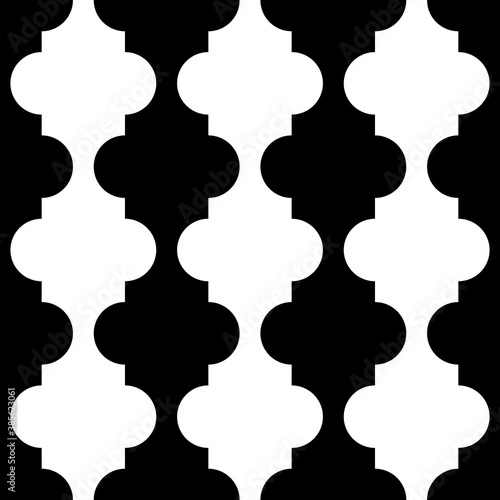 Seamless pattern with ogee tiles ornament. Oriental traditional ornamentation with repeated rounded shapes. Ancient mosaic wallpaper. Tile motif. Digital paper, textile print, web design. Vector art.