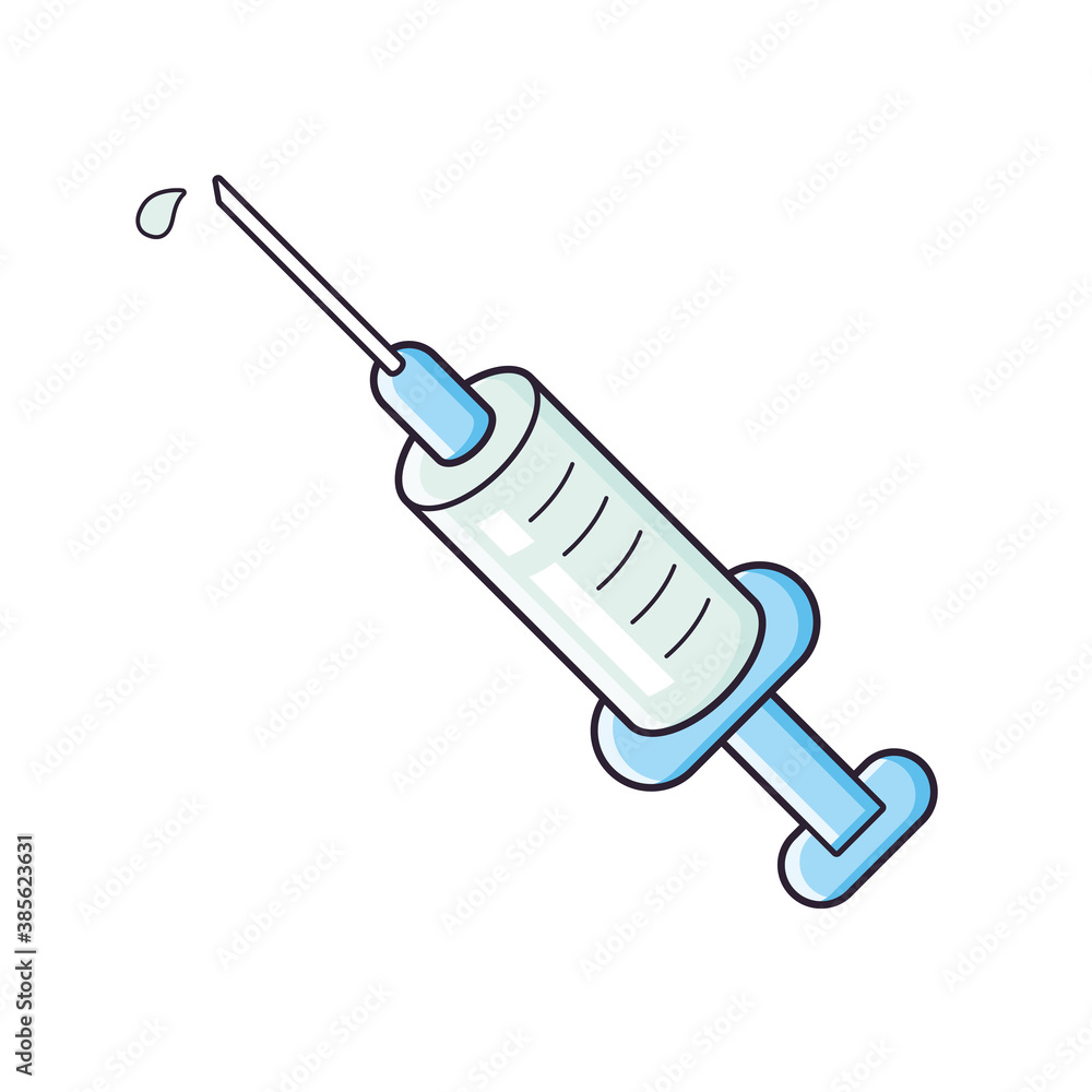 Medical syringe vaccine isolated icon cartoon vector, COVID-19 coronavirus  or flu virus infection epidemic vaccination. Stock Vector | Adobe Stock