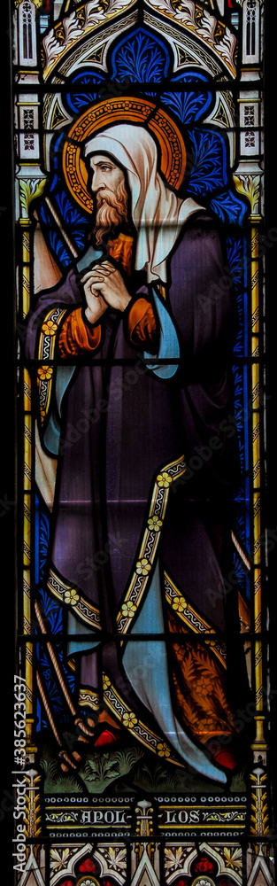 Fototapeta premium Apollos, Acts 28 stain glass