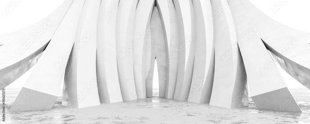 white gothic neo classic architecture arch modern design abstract background 3d rendering illustration