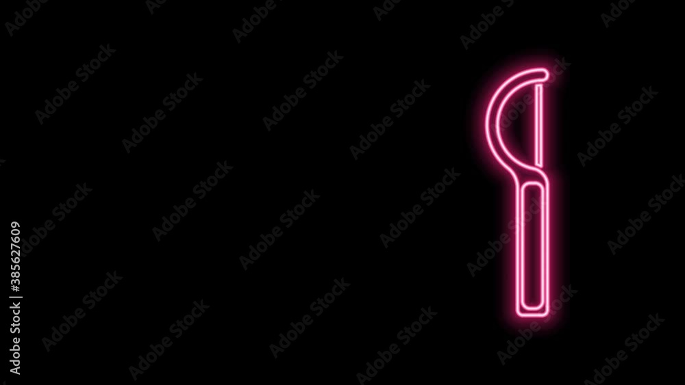 Glowing neon line Dental floss icon isolated on black background. 4K Video motion graphic animation Glowing neon line Dental floss icon isolated on black background. 4K Video motion graphic animation