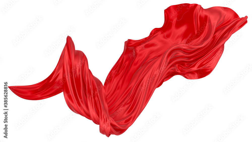 Beautiful flowing fabric of red wavy silk or satin. 3d rendering image. Beautiful flowing fabric of red wavy silk or satin. 3d rendering image.