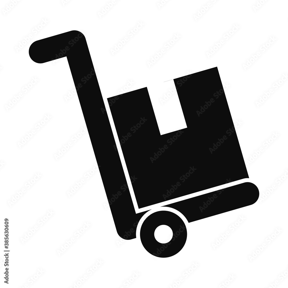 handcart with box, silhouette style handcart with box, silhouette style