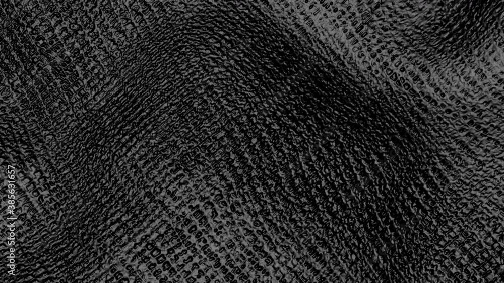abstract black surface with deformed texture. animated wave background. 3d render