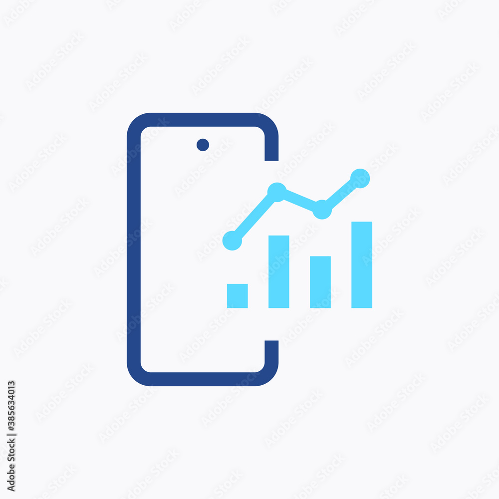 Phone with chart line vector icon. Device vector symbol. Success statistic icons set for web design. Modern flat smart phone schedule icon for app design. Device analytics minimal flat linear icons Phone with chart line vector icon. Device vector symbol. Success statistic icons set for web design. Modern flat smart phone schedule icon for app design. Device analytics minimal flat linear icons