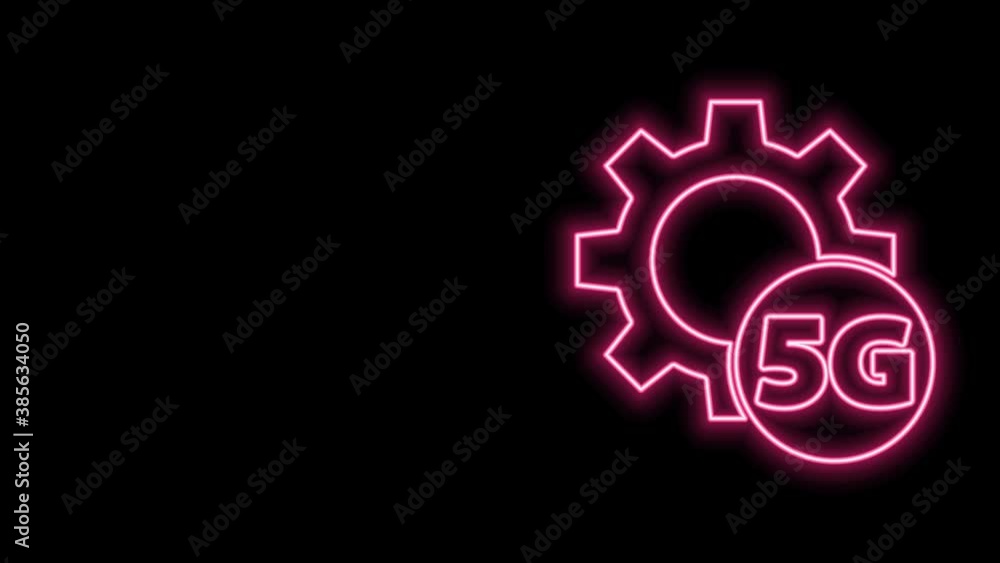 Glowing neon line Setting 5G new wireless internet wifi connection icon isolated on black background. Global network high speed connection data rate technology. 4K Video motion graphic animation Glowing neon line Setting 5G new wireless internet wifi connection icon isolated on black background. Global network high speed connection data rate technology. 4K Video motion graphic animation