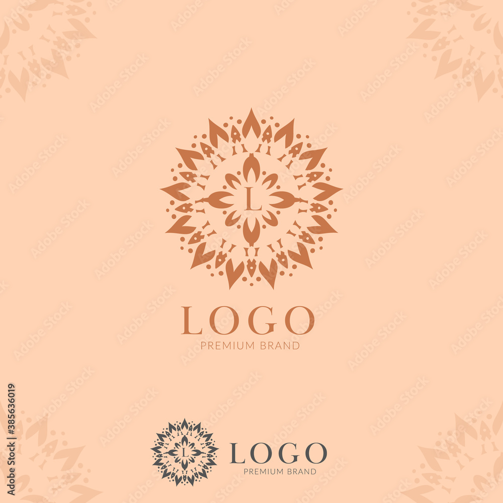 Letter L abstract flower mandala logo icon template vector in premium elegant style good for jewelry, hotel, hospitality, artistic brand company
